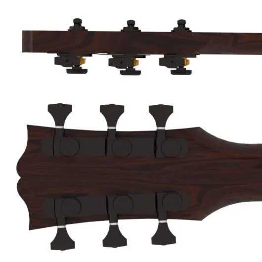 Hipshot 6K2GLOB Guitar Tuner Upgrade Kit, 3+3, Grip-Lock Open, Black - Image 2