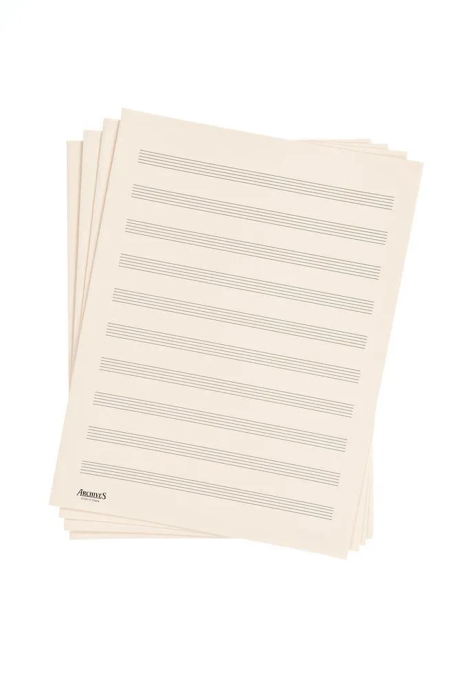 Archives Double-Folded Manuscript Paper Sheets, 10 stave, 24 Sheets - Image 2