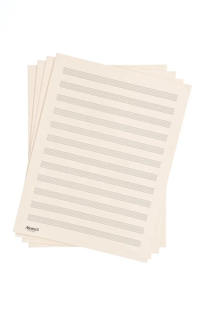Archives Double-Folded Manuscript Paper Sheets, 12 stave, 24 Sheets - Image 2
