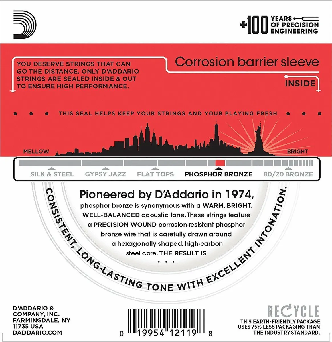 D'Addario EJ39 Phosphor Bronze Medium 12-String Acoustic Strings 12 - 52 - Image 2