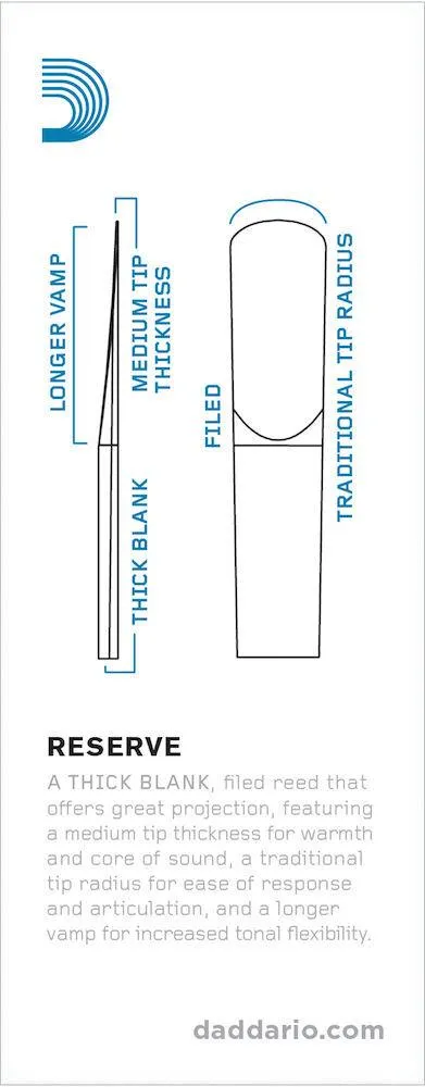 D'Addario Reserve Bass Clarinet Reeds, Strength 3.0+, 5 Pack - Image 2