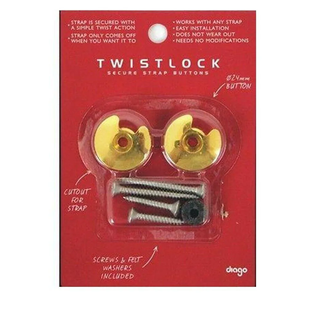 Diago Twistlock - Secure Strap Buttons Straplocks / Strap Locks Gold - Image 2