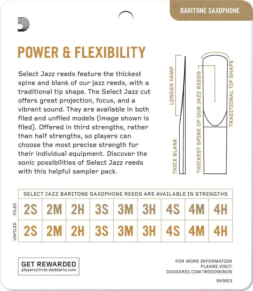 D'Addario Select Jazz Baritone Reed Sampler Pack, 2M/2H - Image 2