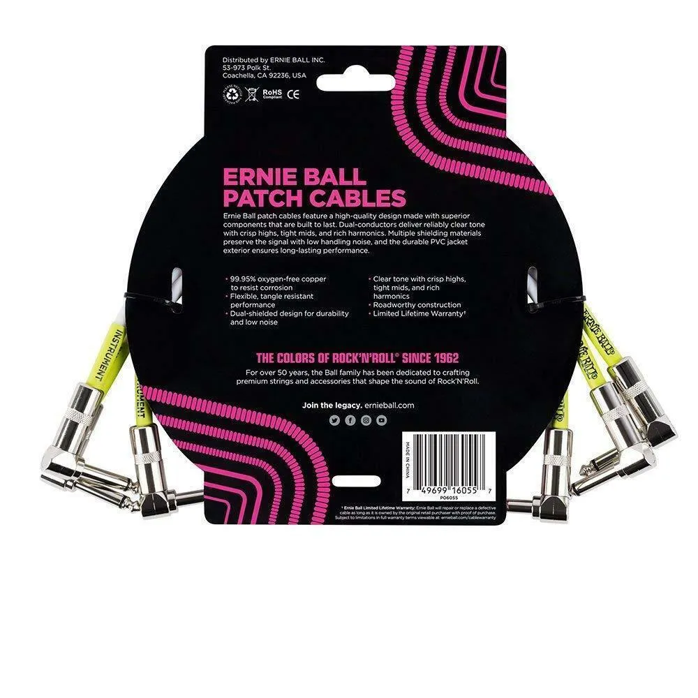 Ernie Ball Instrument Patch Cable, White, 1ft angle / Angle 3 cables 12' / 30cm - Image 2