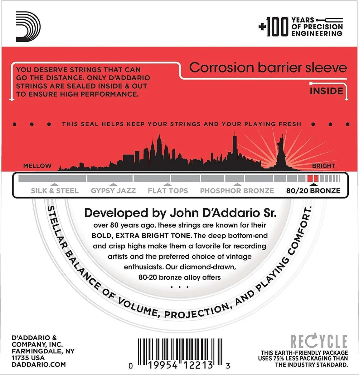 D'Addario EJ12 80/20 Bronze Acoustic Guitar Strings 13 - 56 - 4 SETS - Image 2