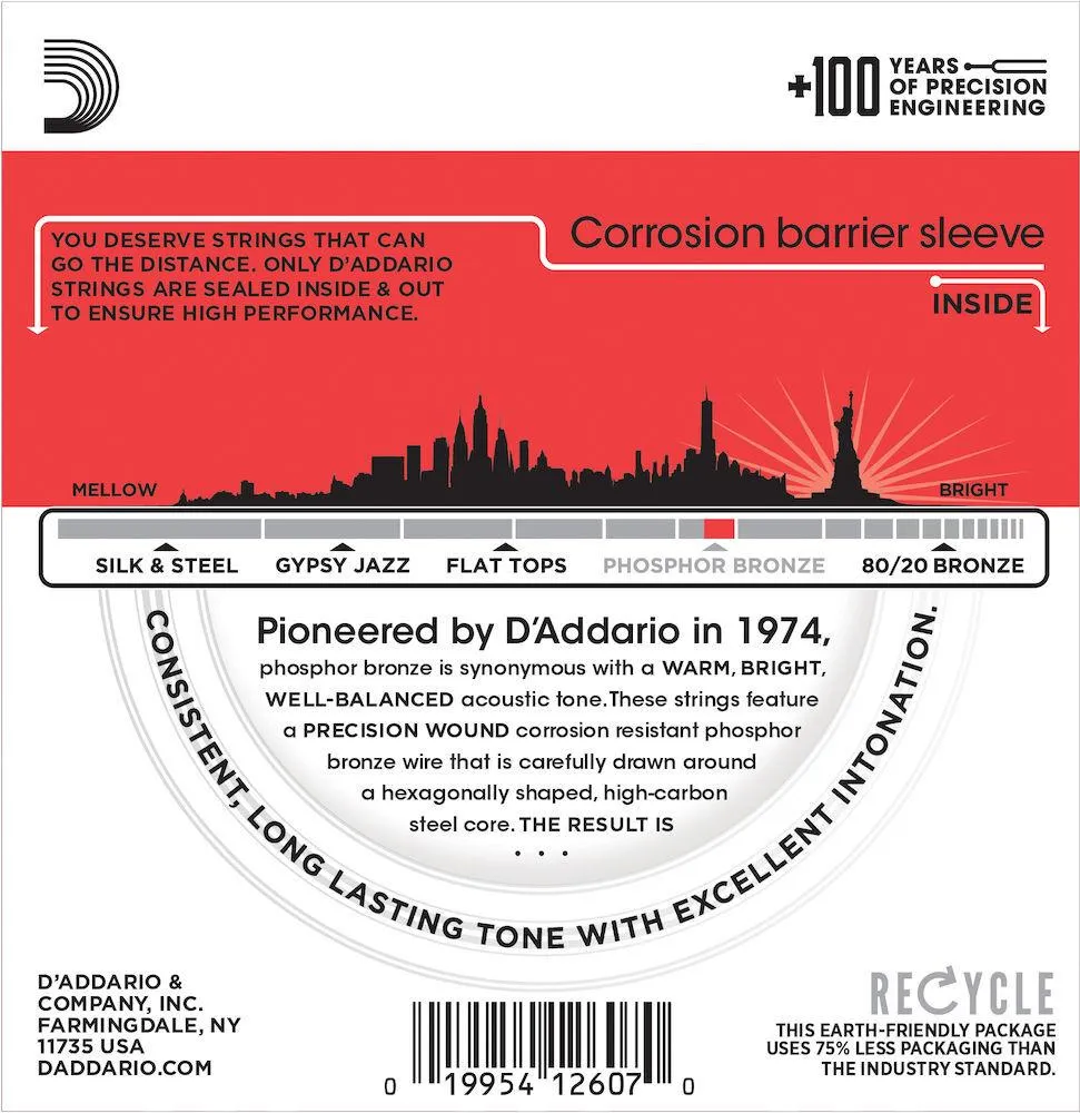 D'Addario EJ17-3D Phosphor Bronze Acoustic Guitar Strings, Medium, 13-56, 3 Sets - Image 2