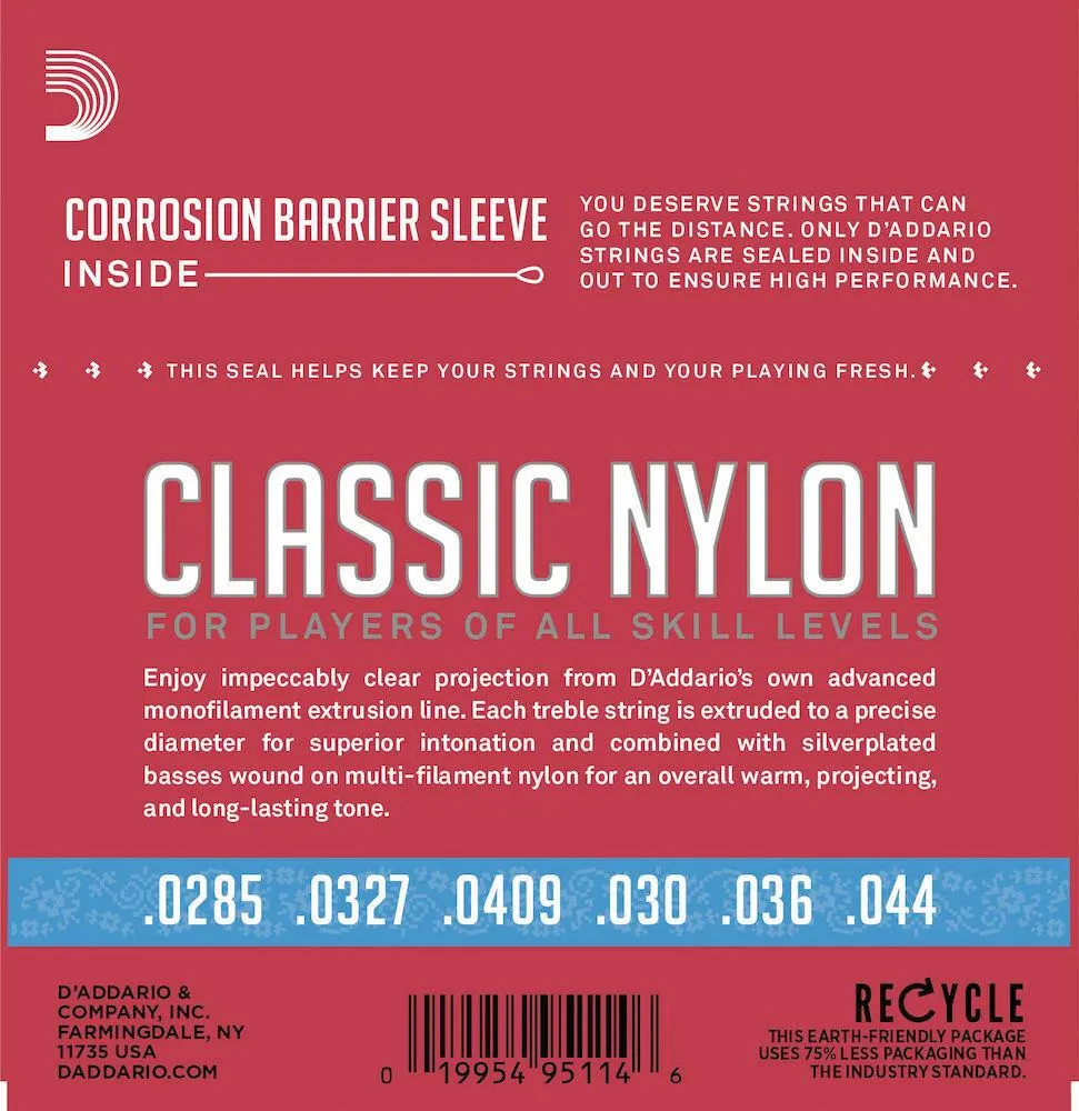 D'Addario EJ27H Student Nylon Classical Guitar Strings, Hard Tension - Image 2