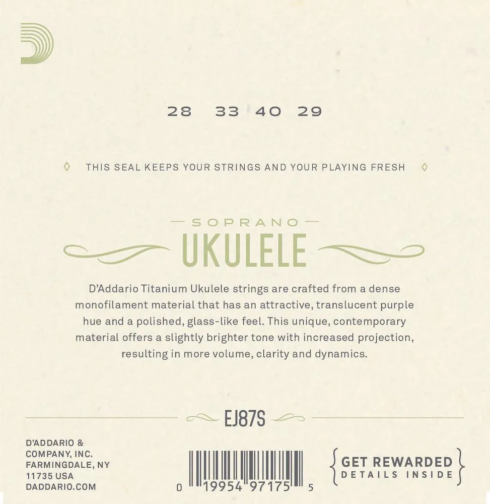 D'Addario EJ87S Titanium Ukulele Strings, Soprano - 4SETS - Image 2