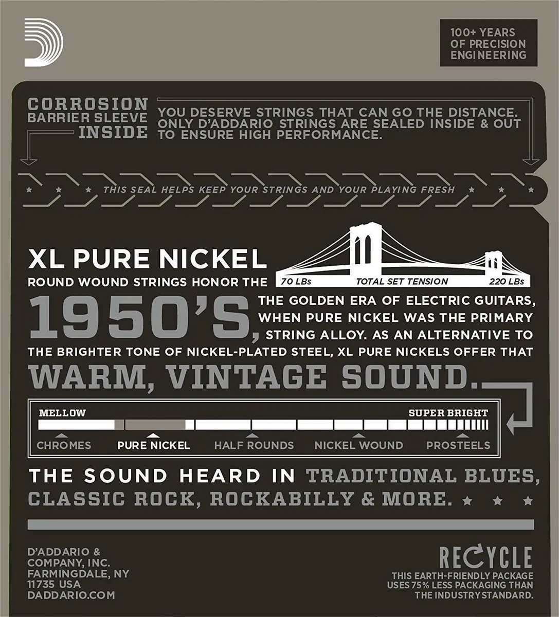 D'Addario EPN22 Pure Nickel Jazz Medium Electric Guitar Strings 13 - 56 - 4 Sets - Image 2