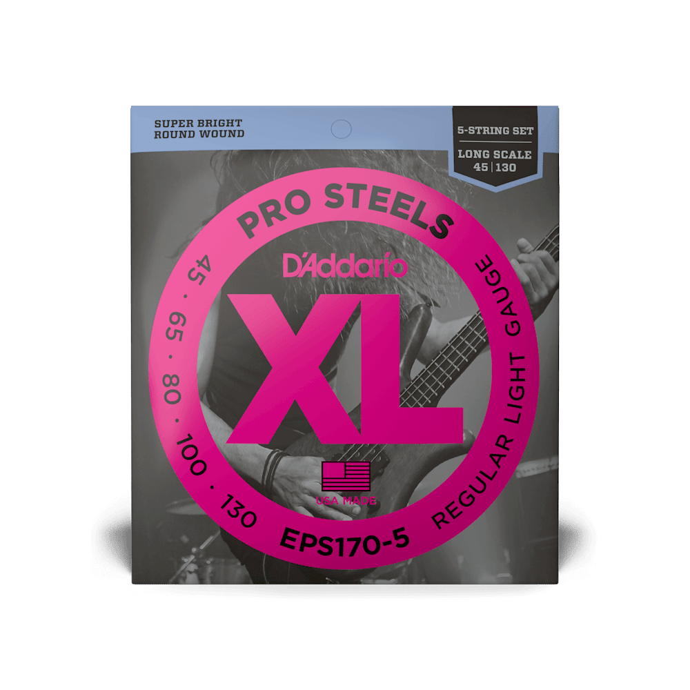 D'Addario EPS170-5 5-String ProSteels Bass Guitar Strings, Light, 45-130, Long Scale - Image 2