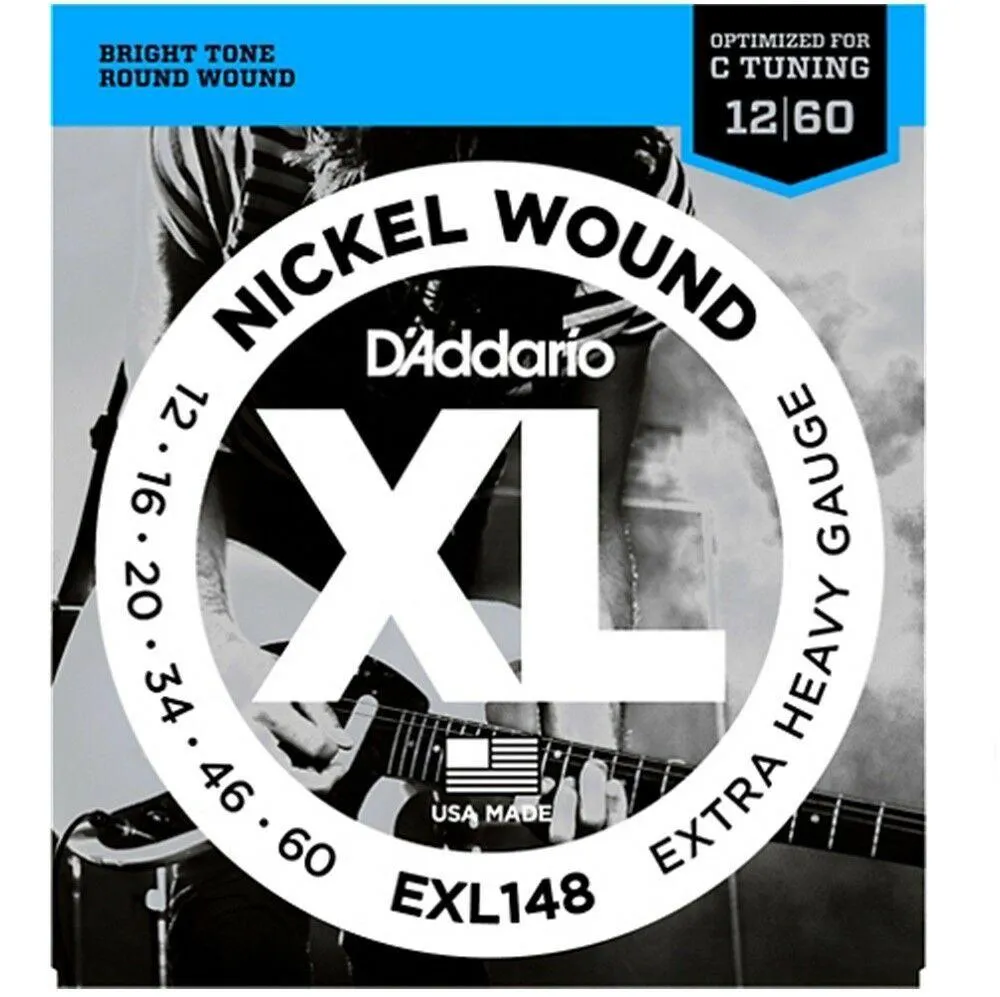 D'Addario 4 x EXL148 Nickel-Wound, Drop C Tuning Electric Guitar Strings 12 - 60 - Image 2