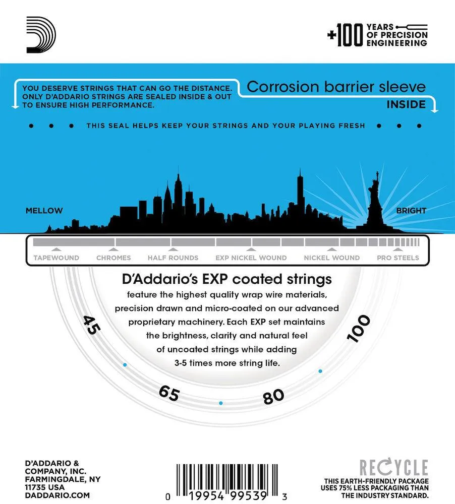 D'Addario EXPPBB170S Phosphor Bronze Coated Acoustic Bass Strings, Short Scale, 45-100 - Image 2