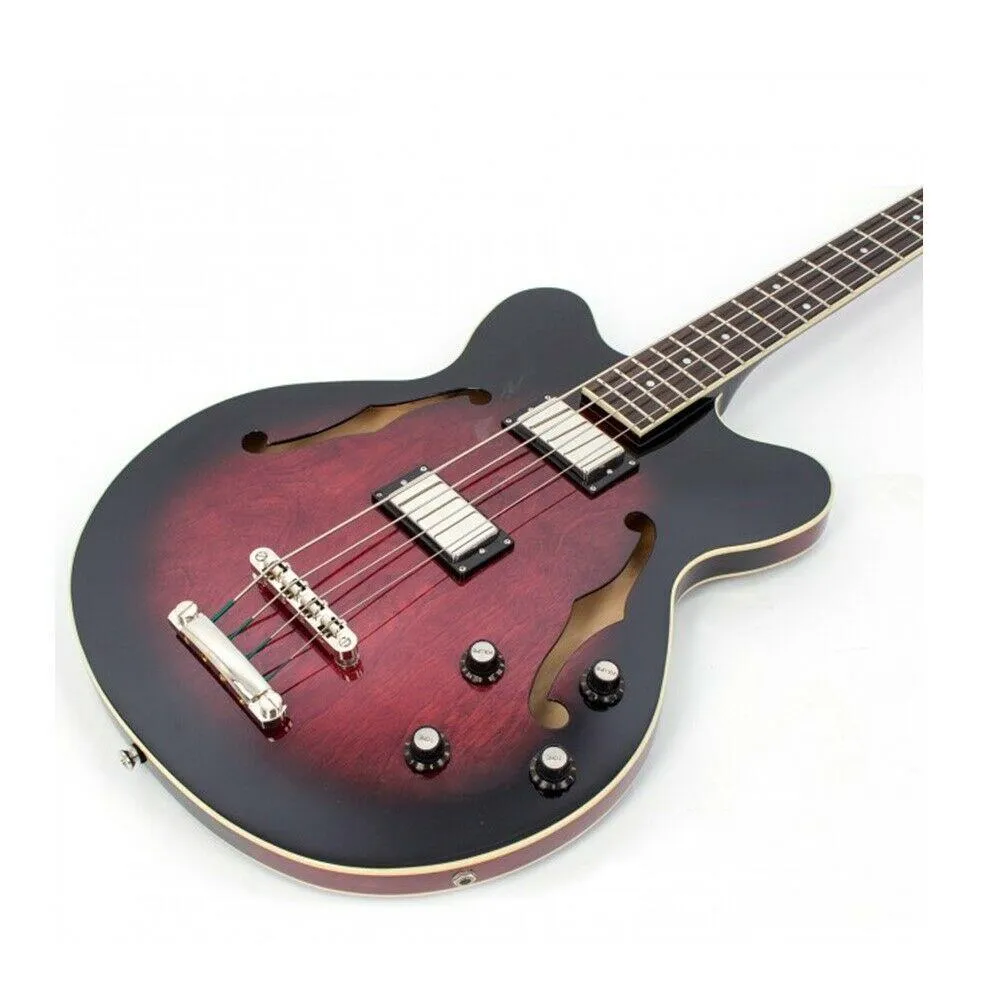 Hofner Verythin CT Long Scale Electric Bass Trans Dark Cherry All maple C/w case - Image 2