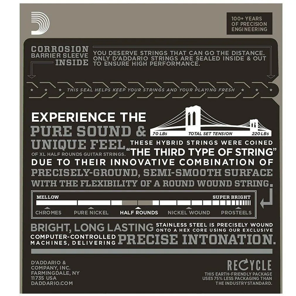 D'Addario HR330 Semi Flat Wound Jazz Electric Guitar Strings 8 - 39 - Image 2