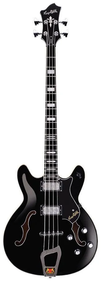 Hagstrom Viking Semi-Hollow Bass Guitar in Black Gloss - Image 2