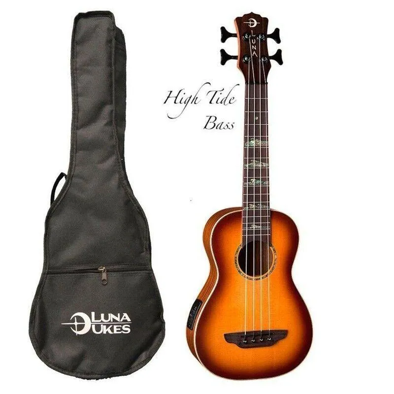 Luna High Tide Spruce Top Acoustic Bass Ukulele Satin Sunburst Finish + Gig Bag - Image 2
