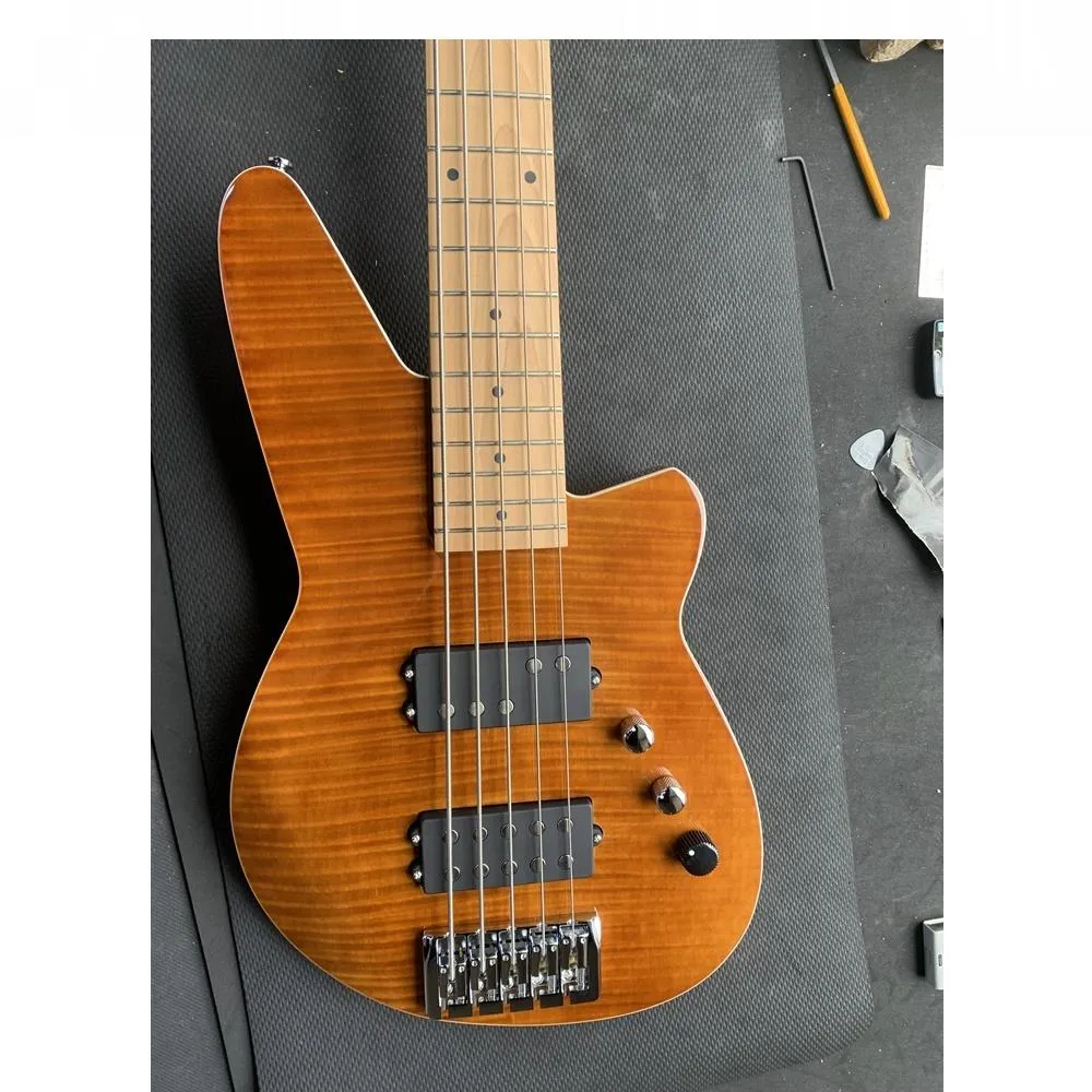 Reverend MRC5FM-VIBR-RM Mercalli 5 FM Bass Guitar - Violin Brown Flame Maple - Image 2