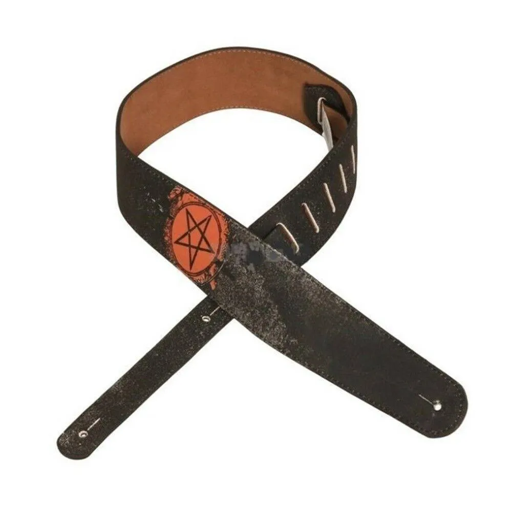 Planet Waves Stoned Leather 2.5 Adjustable Guitar Strap Pentagram 25STL04 - Image 2