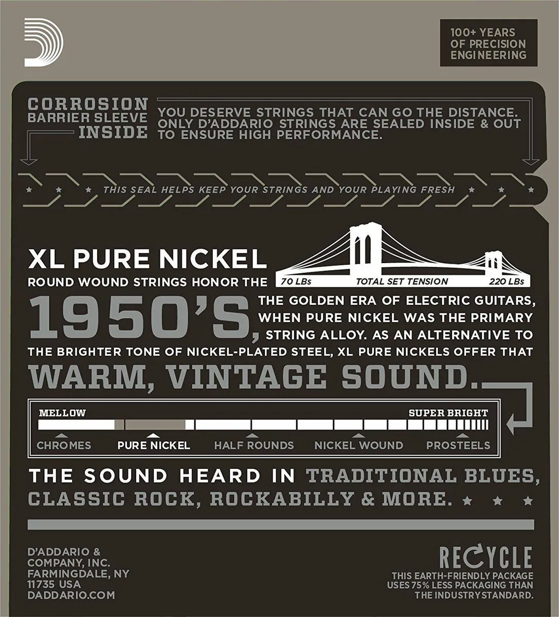 D'Addario EPN120 Pure Nickel Super Light Electric Guitar Strings gauge 9 - 41 - Image 2