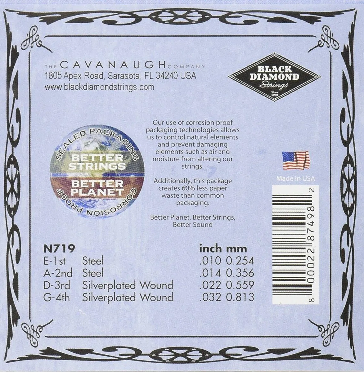 Black Diamond N719 Silverplated 4/4 Fiddle / Violin Strings Set, Medium - 4 SETS - Image 2