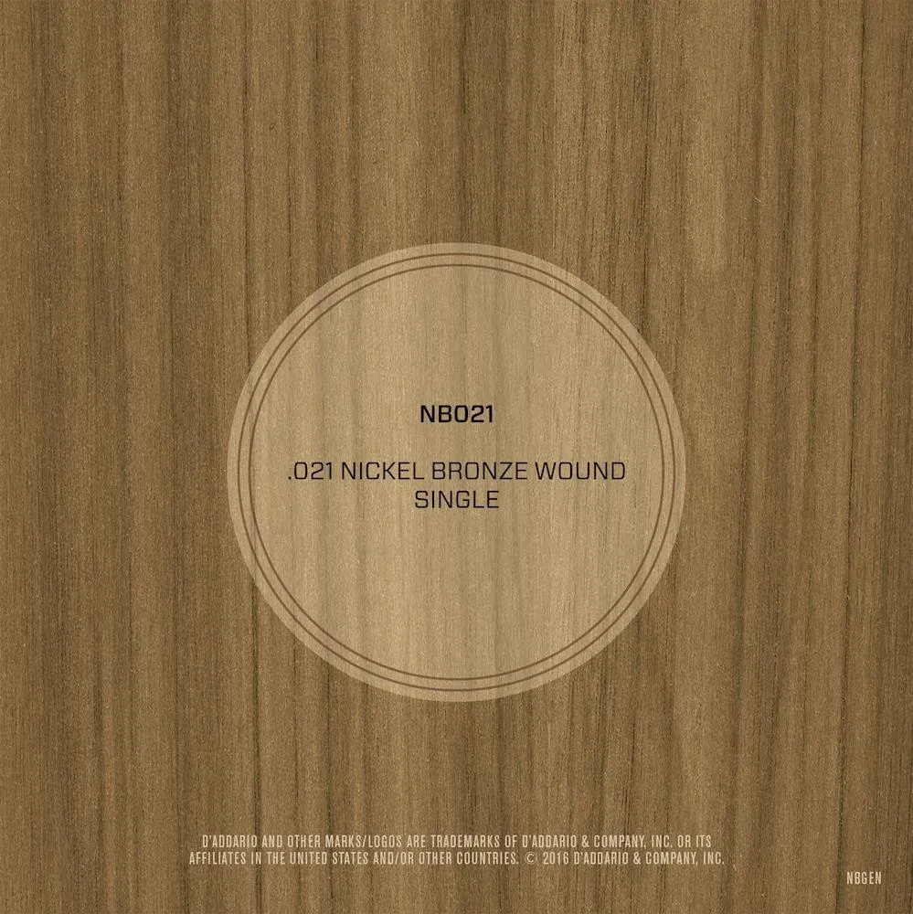 D'Addario NB021 Nickel Bronze Wound Acoustic Guitar Single String, .021 - Image 2