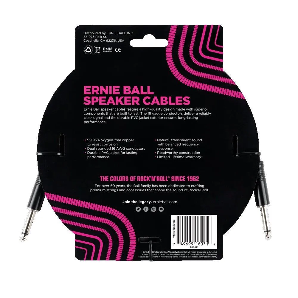 Ernie Ball Durable High Quality Clear Signal Straight Speaker Cable - 1 Meter - Image 2