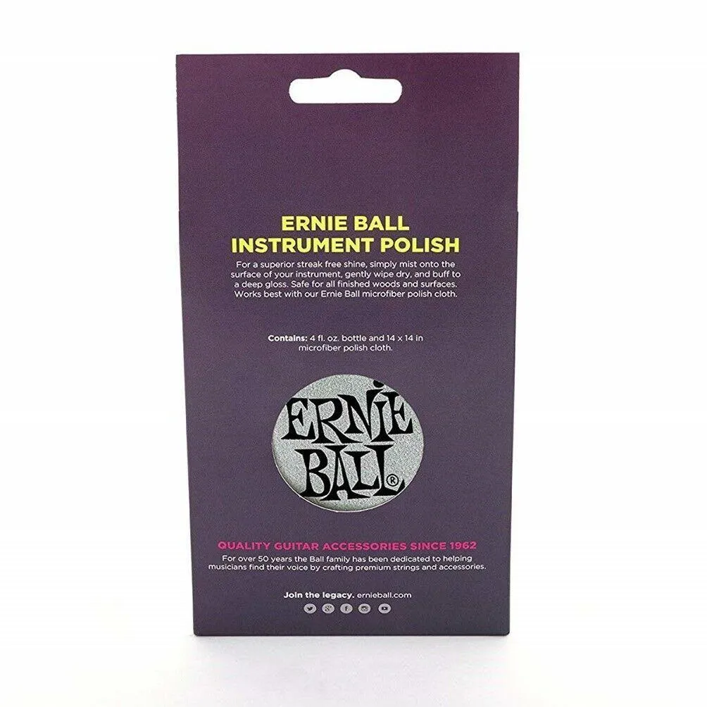 Ernie Ball Instrument Polish 4oz Bottle with mircofiber cloth E4222 - Image 2
