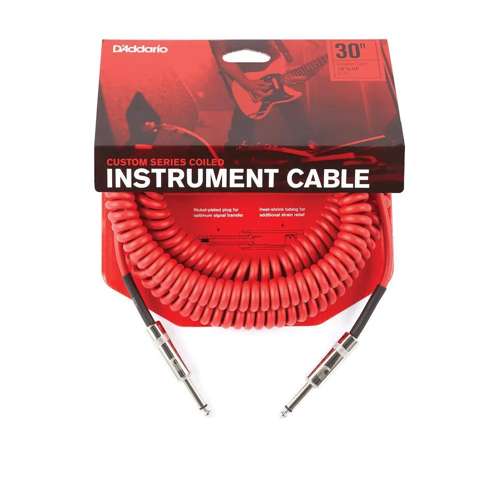 D'Addario Coiled Instrument Cable, 30' - Red - Image 2