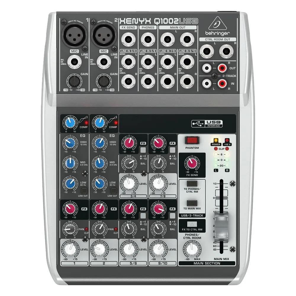 The Behringer Premium 10-Input 2-Bus XENYX Q1002USB Mixer With Mic Preamp - Image 2