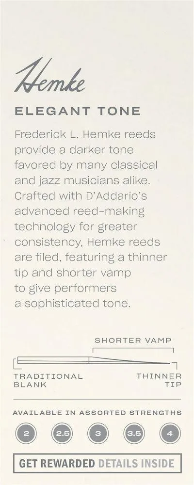 Frederick L. Hemke Tenor Saxophone Reeds, Strength 4.0, 5 Pack - Image 2