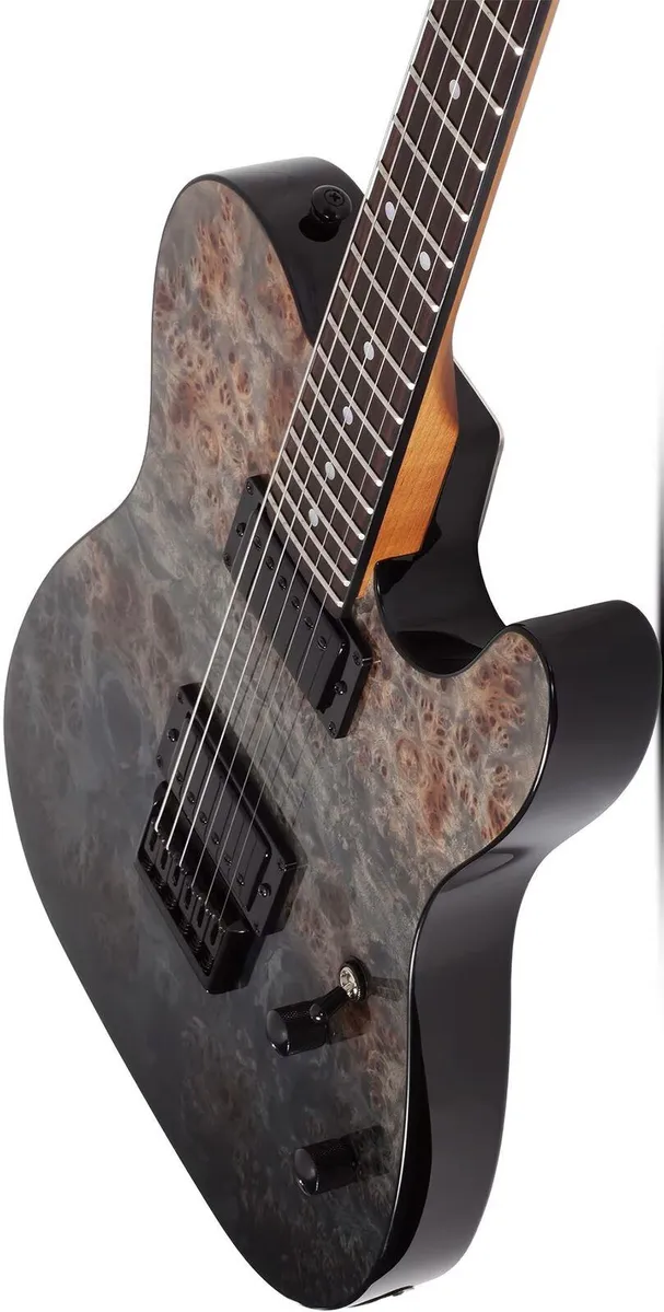 Schecter PT Standard 6 String Electric Guitar - Black Fade Burst Burl - Image 2