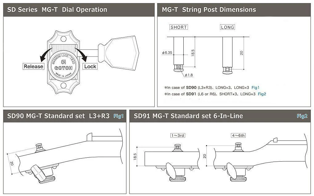 Gotoh SD90 Vintage MGT Locking Tuning Keys (set of 6) - Nickel - Image 2