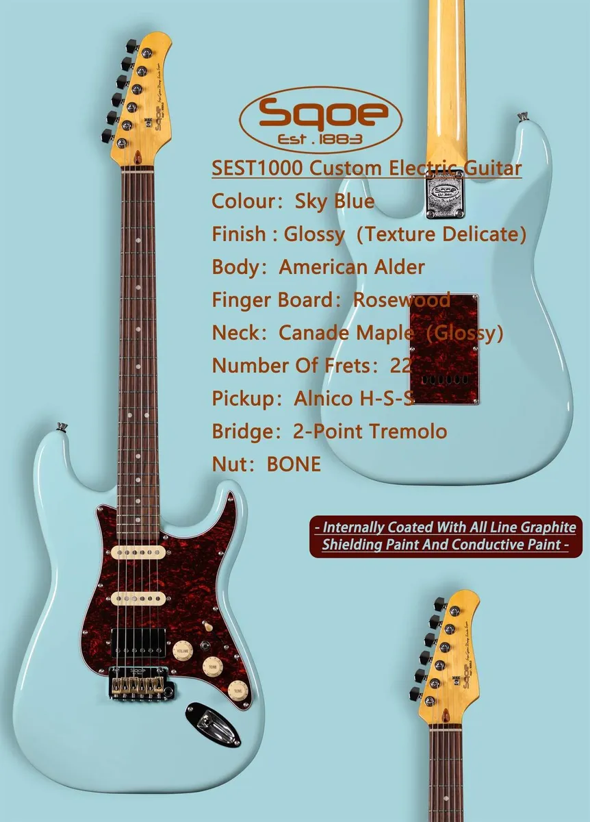 SQOE SEST1000 Custom series Electric Guitar - Image 2