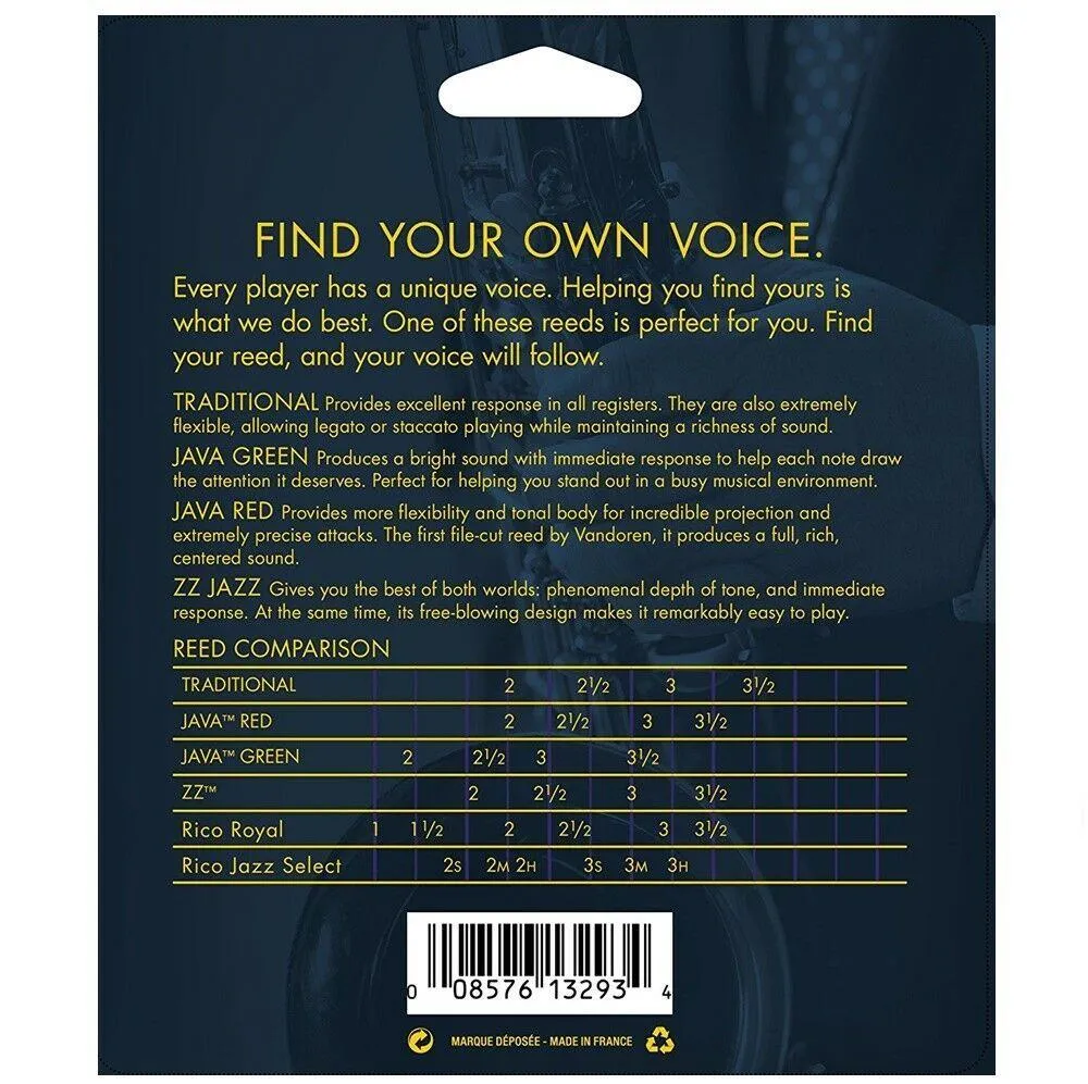 Vandoren Baritone Sax Mix Card Strength 2.5 Java Green,Java Red, ZZ and V16 - Image 2