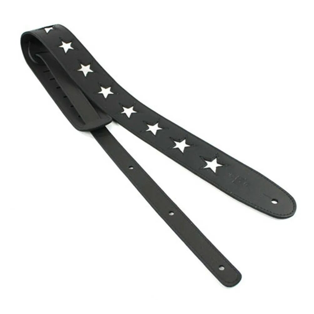 DSL Designer Leather Guitar Strap Silver Star Hand Made in Australia - Image 2