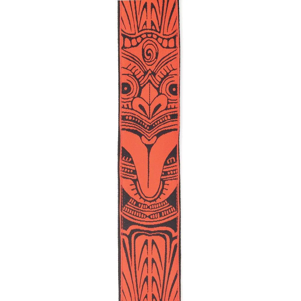 D'Addario Woven Guitar Strap, Tiki Mask, Red - Image 2