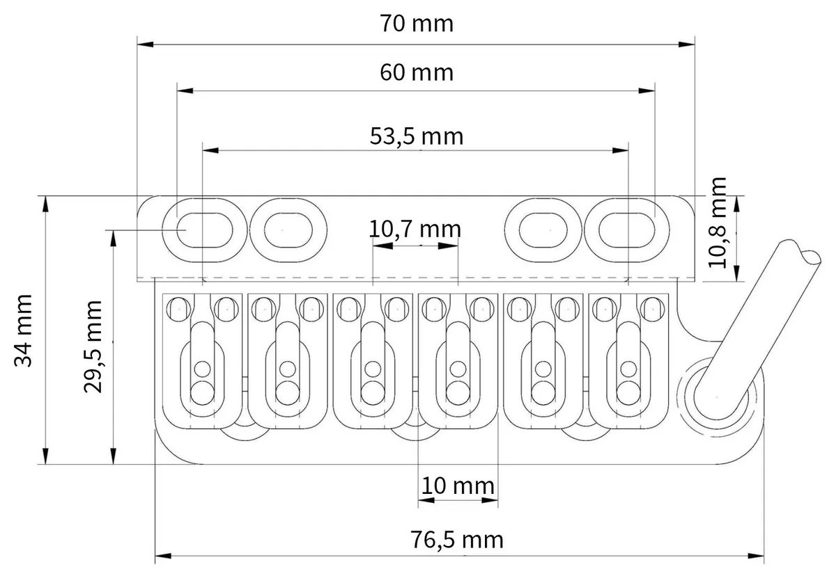 Vega-Trem Ultratrem Std Satin Bridge For Retro Fitting 6 Point Guitar Bridges - Image 2