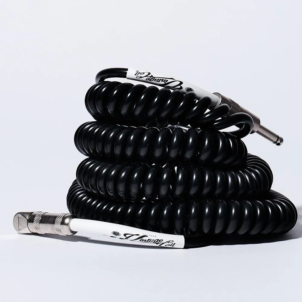 Voltage Vintage Coil 25ft Coiled Guitar Cable straight / Right Angle - Black - Image 2