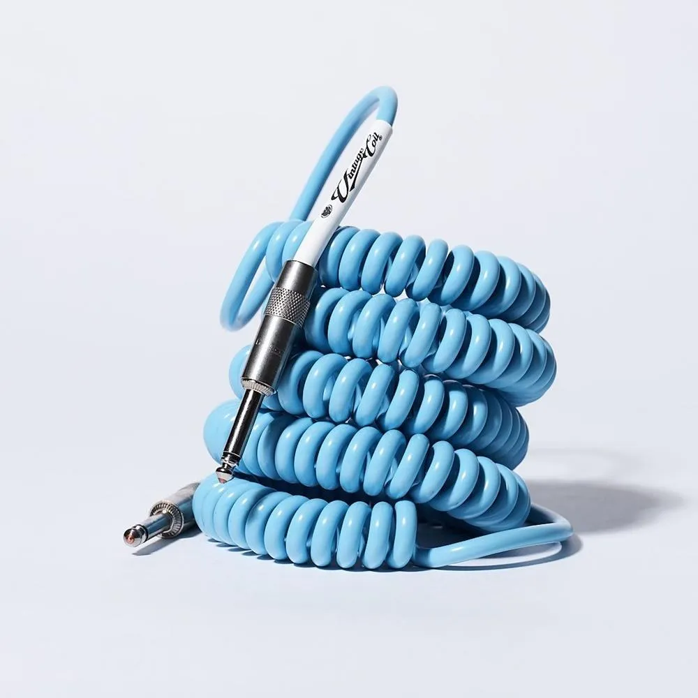 Voltage Vintage Coil 25ft Coiled Guitar Cable straight / Straight - Blue - Image 2