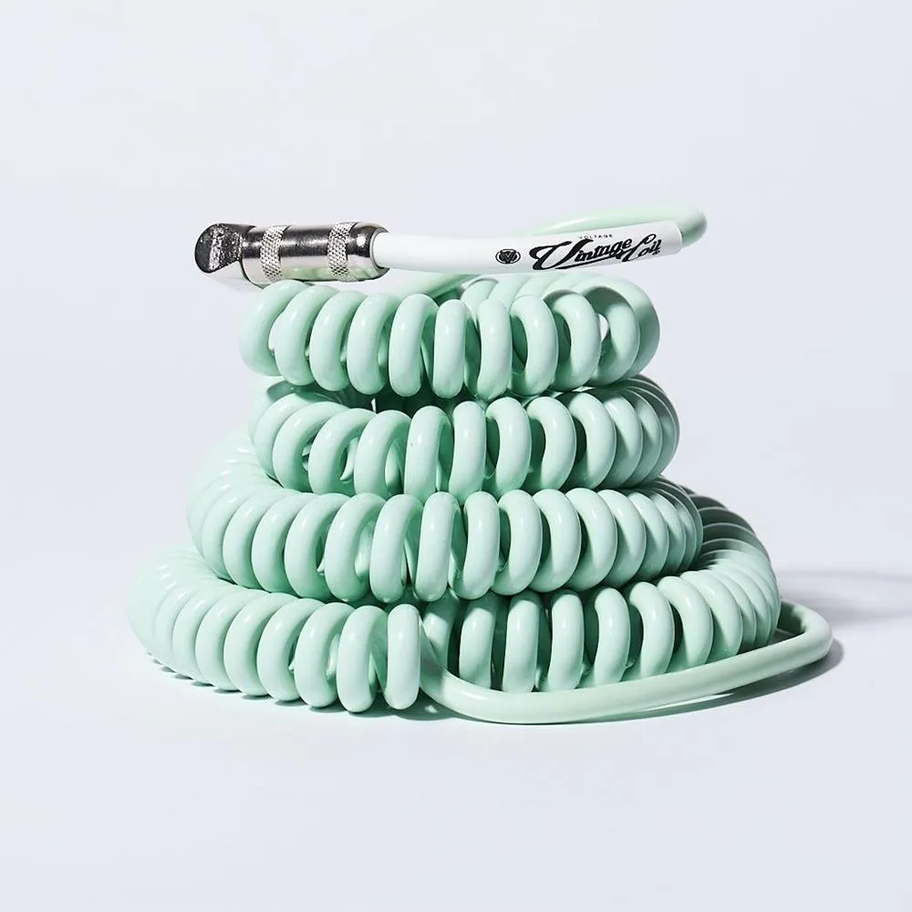 Voltage Vintage Coil 25ft Coiled Guitar Cable straight / Right Angle - Surf Green - Image 2