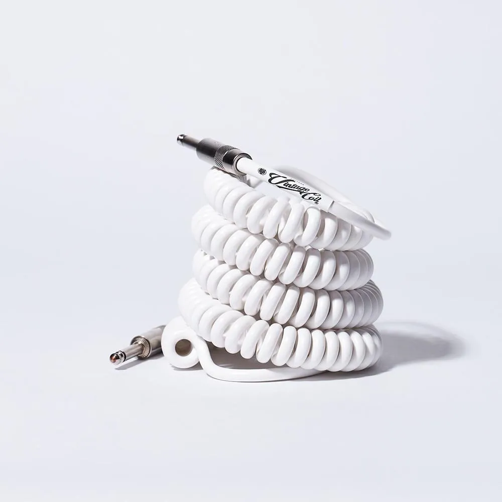 Voltage Vintage Coil 25ft Coiled Guitar Cable straight / Straight - White - Image 2
