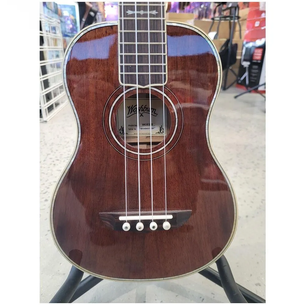 Washburn WU5320 Deluxe Concert Ukulele Koa Top Back and Sides Pearl Inlays - Image 2