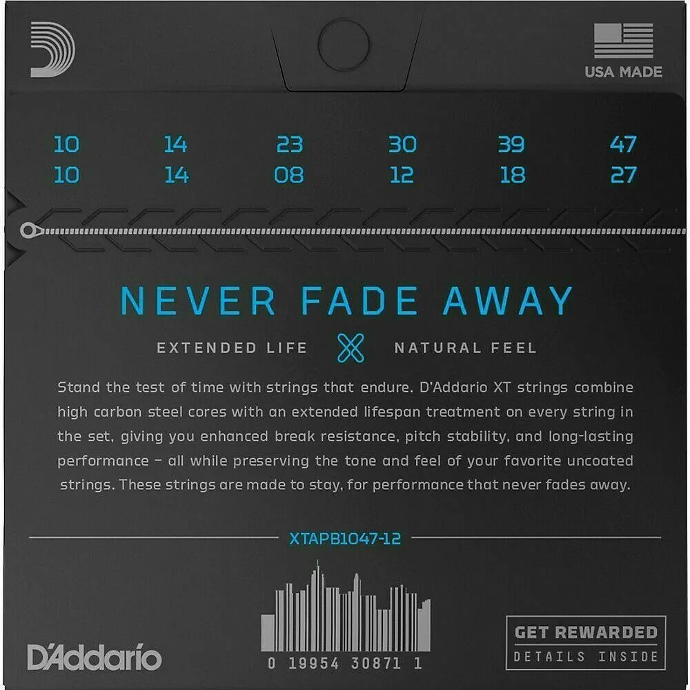 D'Addario XT Acoustic Phosphor Bronze Strings12-String Light 10-47 XTAPB1047-12 - Image 2