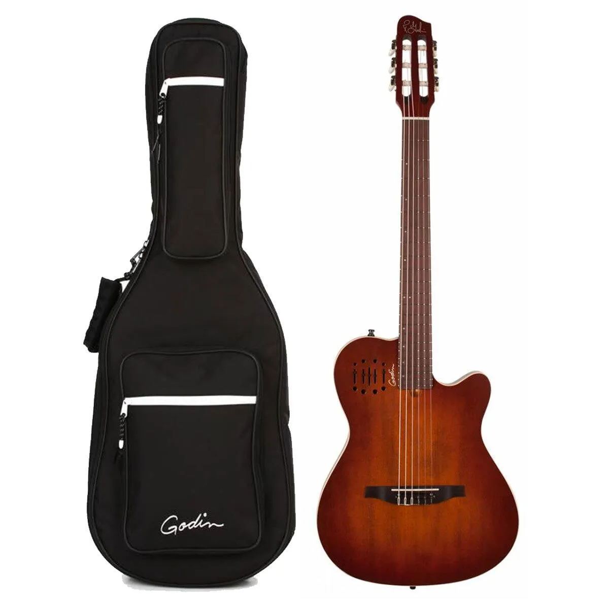 Godin Multiac Nylon Encore Burnt Umber Acoustic Electric Guitar With Bag - Image 3