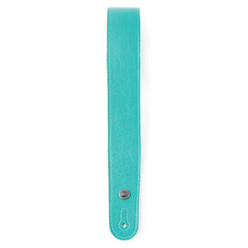D'Addario Slim Garment Leather Guitar Strap, Teal - Image 3