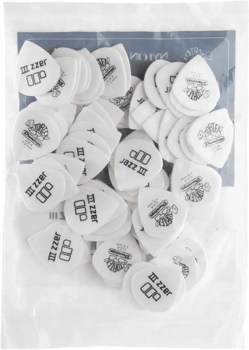 Jim Dunlop Tortex White Jazz III Guitar Picks 1.50mm , 72 picks - Image 3