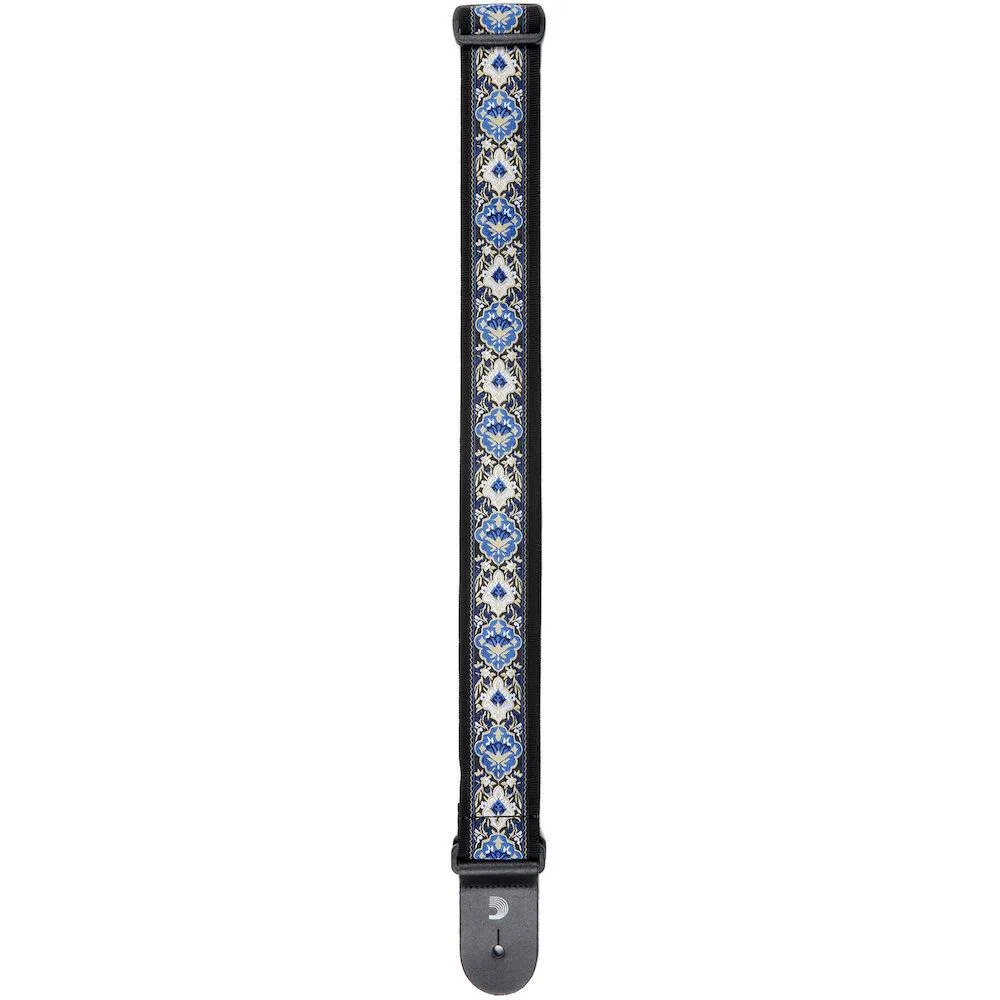 D'Addario Woven Guitar Strap, Blue Jaquard Design - Image 3