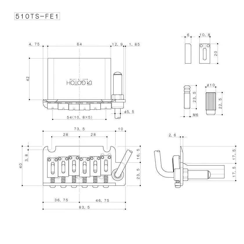 Gotoh 510TS-FE1 Steel Block Modern Style Tremolo - Black - Image 3