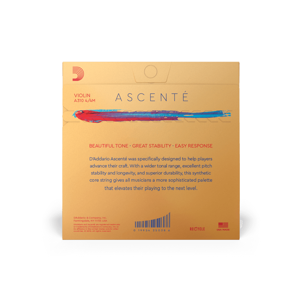 D'Addario AscentǸ Violin String Set, 4/4 Scale, Medium Tension - Image 3