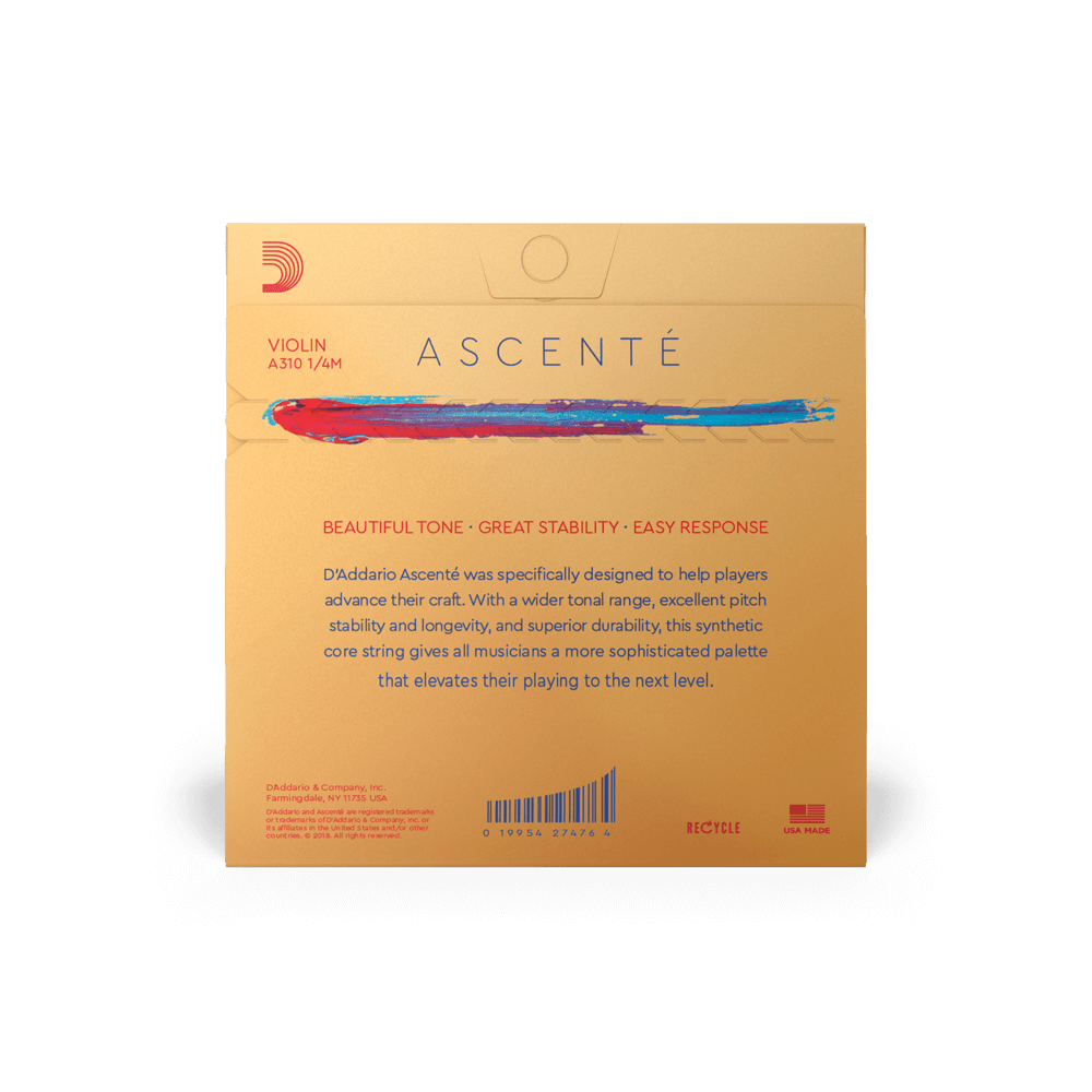 D'Addario AscentǸ Violin D String, 1/4 Scale, Medium Tension - Image 3
